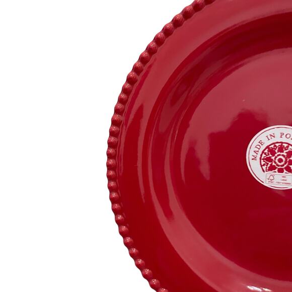 MATCERAMICA Portugal Red Salad Plates 9in Set of 4 Ceramic Beaded Edge NEW - Picture 10 of 15